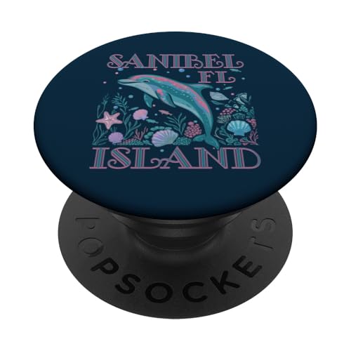SANIBEL ISLAND FL DELFINO AMANTE COLORATO SPIAGGIA SOUVENIR PopSockets PopGrip Adesivo