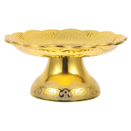 Alipis Lotus Offering Plate 6.88X6.88X3.54in Golden Footed Raised Edges