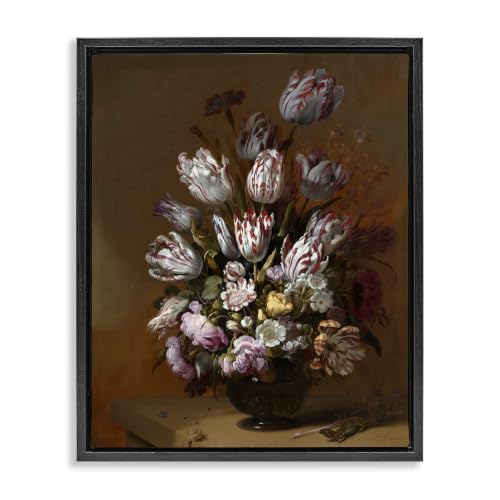 Traditional Floral Still Life, 25 x 31 Inch Canvas in Floater Frame
