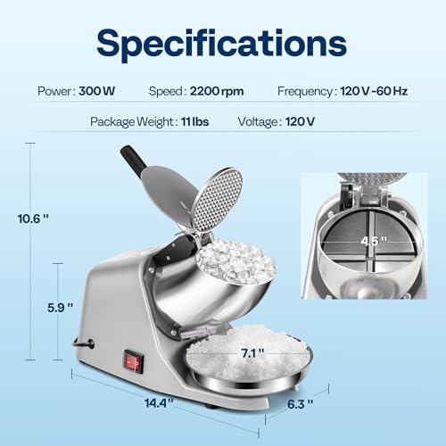 image for VIVOHOME Electric Ice Crusher Shaver 4 Blades Snow Cone Maker Machine 