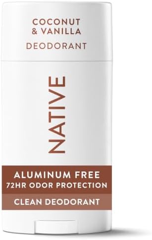 - Native Deodorant Contains Naturally Derived Ingredients, 72 Hour Odor Control, Deodorant for Women and Men, Aluminum Free, Coconut & Vanilla 2.65oz