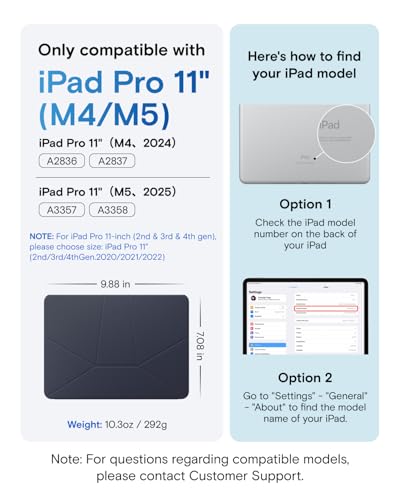 Image of MOFT Dynamic Folio Case for iPad Pro 11- inch (M5 2025 / M4 2024), Silm Magnetic Stand Case with 20+ Viewing Angles, Auto Wake /Sleep, Ultra Thin,Navy Blue