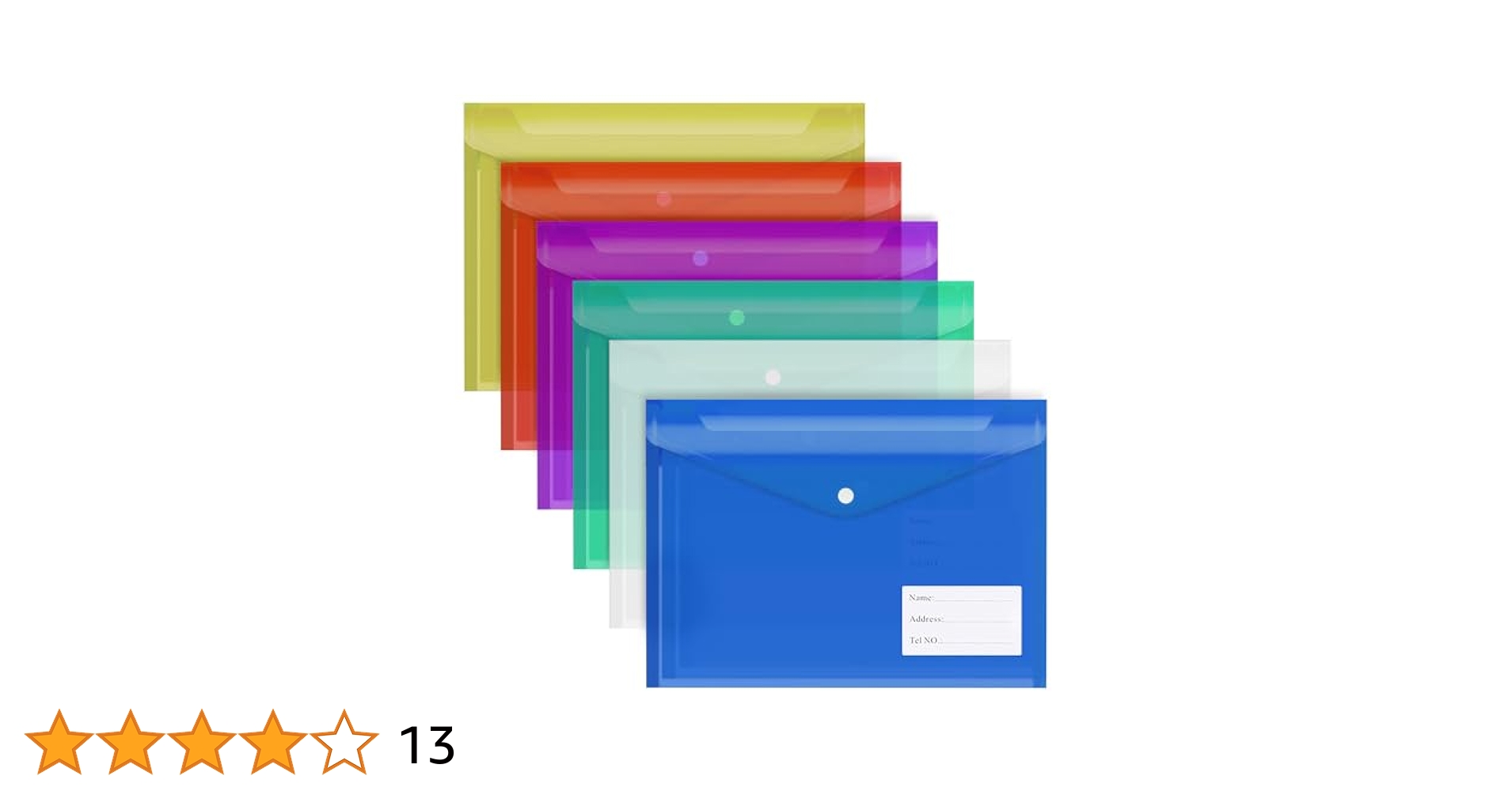 Amazon | A4 クリアファイル ボタン【 6色6枚セット 】ファイル