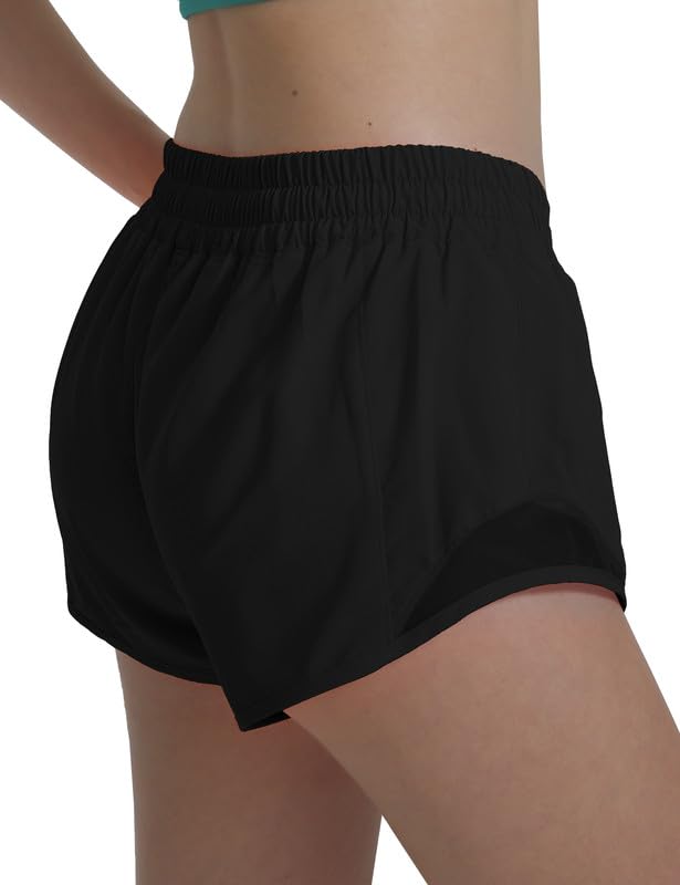 Athletic Running Shorts for Women with Zipper Pocket Soft Gym Workout Shorts with Mesh Liner Qucky Dry2