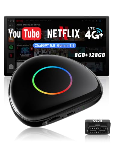 ATOTO CB6 Wireless CarPlay and Android Auto AI Box With 8GB/128GB, 4G LTE, GPS and OBD2