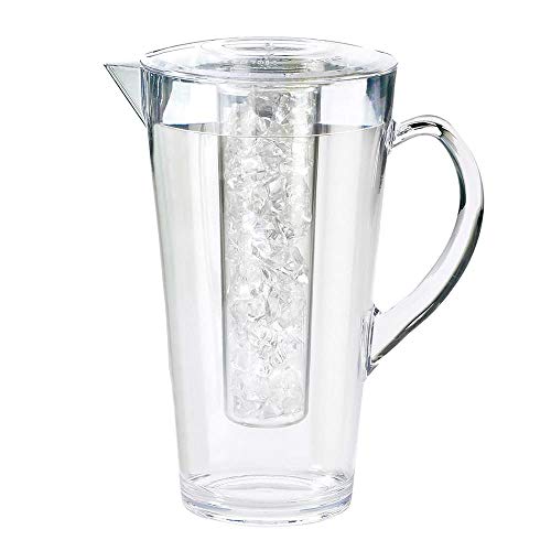 Cal-Mil 682-ICE Pitcher with Ice or Infusion Chamber, Polycarbonate, 9" Length x 9" Width x 10" Height, Clear