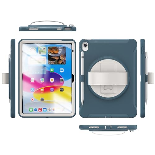 Coque iPad 10 antichoc de 10.9 pouces modèle 2022 avec support rotatif bleu - 5