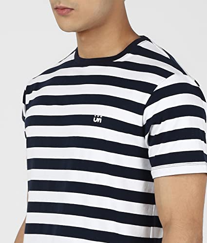 Image of UrbanMark Men Cotton Striped T-Shirt