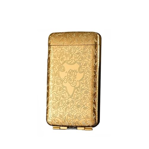大容量のタバコ箱、金属製のフリップカバー、両面スプリングクリップポケットクリップは16/20本のタバコを収納でき、防湿性と防水性があり、男性への贈り物です。(Gold 1)