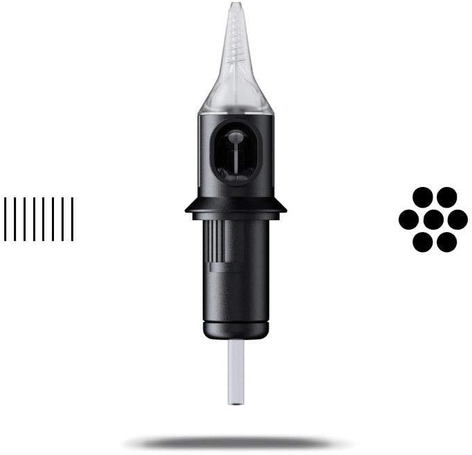 CheyenneCapillary Tattoo Cartridge Needles, Disposable, Professional Tattooing Supplies, Box of 20 Pcs, #8 (0.25mm) 7 Bugpin Round Liner Super Long Taper (5.5 mm)