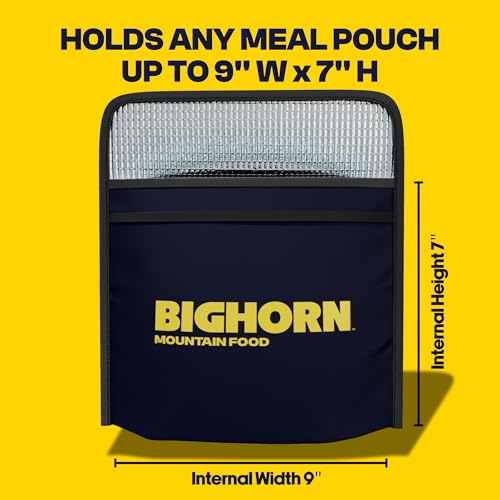 BIGHORN Insulated Bag for Backpackers - Durable Small Insulated Pouch for Freeze Dried Backpacking Meals - Packs Flat, Lightweight, Aids Rehydration, Keeps Food Hot, 10 ¼” x 7 ½” x 3 ½”, 1.5oz (Navy) by BIGHORN Mountain Food - Image 4