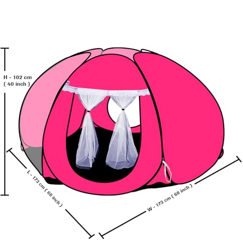 Image of SILVER SHINE Foldable Delightful Patterns Popup Kids Play Tent House for Multi Purpose|PlayTent House for up to 10 Year Old Kids Girls&Boys|Mosquito Net Design Tent for Kids