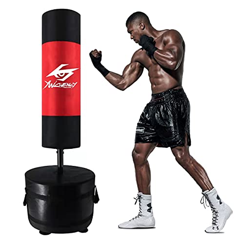 YWChency Punching Bag with Stand Youth Boxing Bags with Stand for Kids Freestanding Punching Bag Heavy Duty (red White, Height 55 in)