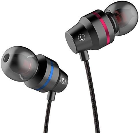 in-Ear Earbuds, Heavy Ultra Bass Ear Buds Metal Loud Headphones Wired Noise Isolationg Earphones with Mic 3.5mm Jack for Kids School Boys Girls Adults iPhone Android iPod Laptop MP3/4 - Black