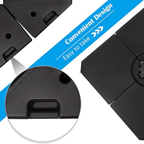 Outsunny 4-Piece Patio Umbrella Base, Outdoor Cantilever Offset Umbrella Weights Stand W/Cross Bar Channel Grooves For Powerful Support, 264Lb Capacity Sand Or 176Lb Capacity Water, Black #TOP5