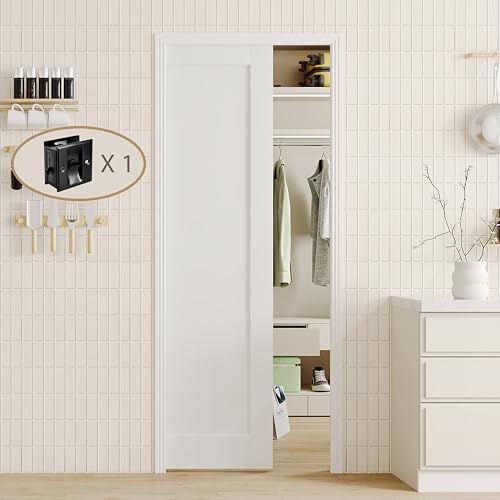 Image of Sliding Pocket Door, 32 inch x 80 inch, 1-Panel Core with Frame and Hardware Kit Set, Interior Doors for Pocket Door, White Primed - No Panel Assembly Required