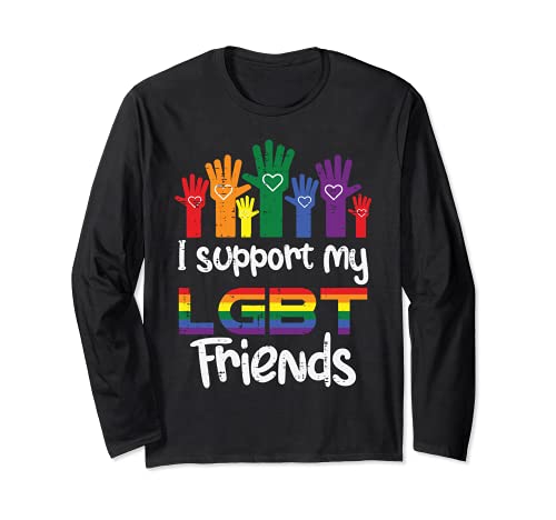 I Support My LGBT Friends Gay Pride LGBTQ Straight Ally Maglia a Manica
