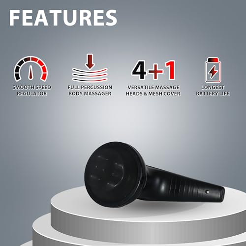 Image of RoboTouch Slimsmart Cordless Electric Handheld Full Body Massager With 4 Massage Heads, Variable Speed For Pain Relief And Relaxation, White