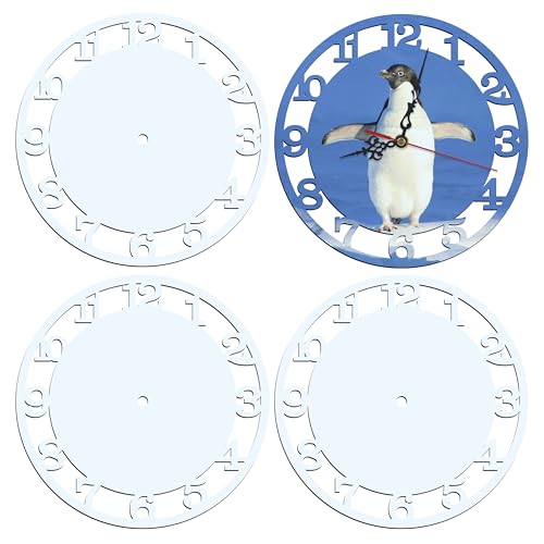 Epsubli 4Pcs Sublimation Wall Clock Blanks Bulk Wood DIY Wall Clock Round Printing Battery Operated for Easter Halloween Christmas Thanksgiving Day School Home Decor(9.45 Inch)