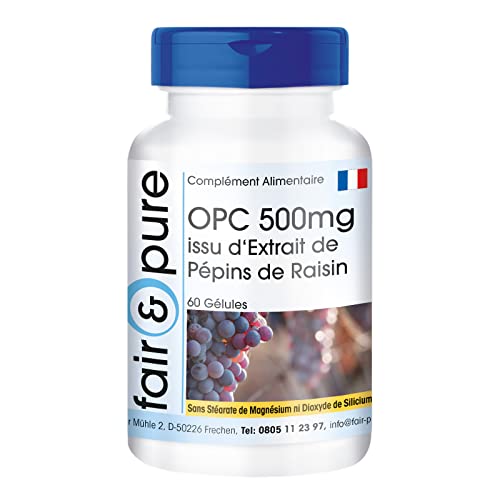 Fair & Pure® - OPC 500mg d'extrait de pépins de raisin - proanthocyanidines oligomères - végan - 60 gélules