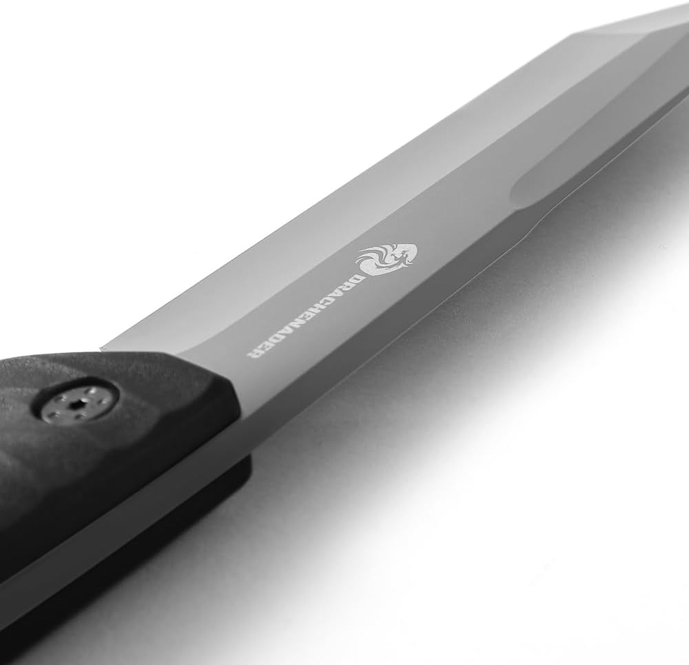 DRACHENADER Fixed Blade Knife, Tanto Knife Fixed Blade with Sheath Tactical Sharp Full Tang Outdoor Survival, Versatile for Horizontal, Scout Carry and Vertical Carry