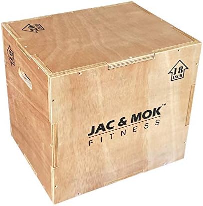 JAC&MOK Wooden Plyo Box, 3-in-1 Plyometric Jump Box, 4 Size Options (30/24/20, 24/20/16, 20/18/16, 16/14/12), Essential for Plyometrics Training, Workout Step Platform