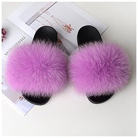 FENCHUN Children Sweet Fur Slippers Summer Fluffy Furry Slides Girl Home Plush Fur Beach Flip Flops (Color : 0009, Shoe Size : 5) Cover
