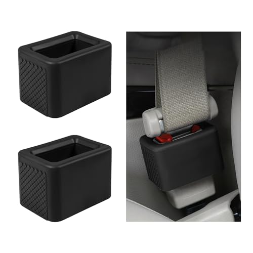 Image of povtii 2PCS Car Seat Belt Buckle Holder, Silicone Auto Seatbelt Buckle Booster Makes Receptacle Upright Buckling, Easy Access Seat Belt Buckle Safety Cover for Kids, Car Accessories (Black)