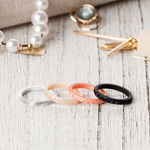 Thunderfit Womens Triangle Diamond Stackable Rings - 4 Rings (Black, Marble, Light Rose Gold, Rose Gold, 5.5-6 (16.5Mm)) #TOP2