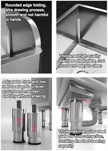 Freestanding Utility Sink,Slop Sinks,Commercial Stainless Steel Floor Mop Sink, Freestanding Mop Service Basin, Heavy Duty Utility Sink with Drains, for Kit(
