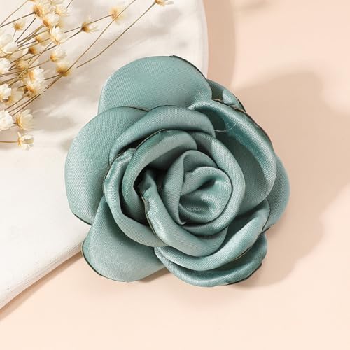 Image of Handmade Camellia Flower Boutonniere Stick Brooch for Women Bohemia Fabric Floral Lapel Pin Stylish Vintage Pin Corsage for Women Jewelry Gifts