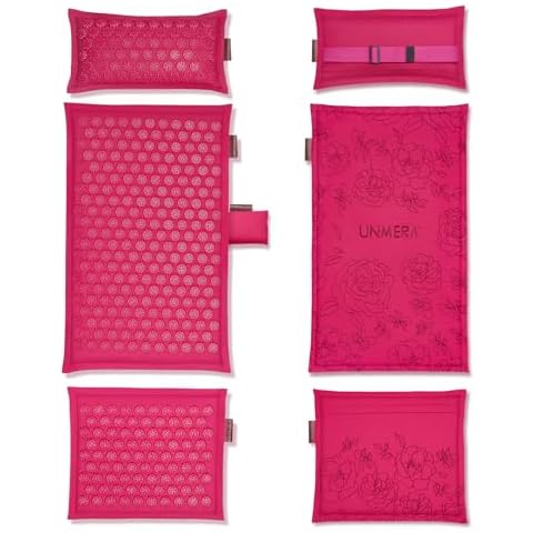 UNMERA Acupressure Mat and Pillow Set,Natural Premium Linen & Coconut Fiber Filling,FSA/HSA Eligible,for Back/Neck Pain Relief, Sciatic, Headache and Muscle Relaxation, Comes with Carrying Bag Cover