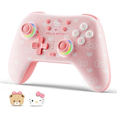 Kuitmor-Pink-Switch-ControllerHello-Kitty-Hall-Effect-Controllers-Wireless-for-Switch-21OLEDLitePCAndroidiOS-Bluetooth-Wired1000mAh-Battery6-Axis-GyroDual-VibrationRGB-Breathing-Light Kuitmor Pink Switch Controller,Hello Kitty Hall Effect Controllers Wireless for Switch 2/1/OLED/Lite,PC,Android,iOS | Bluetooth + Wired,1000mAh Battery,6-Axis Gyro,Dual Vibration,RGB Breathing Light - Image 1