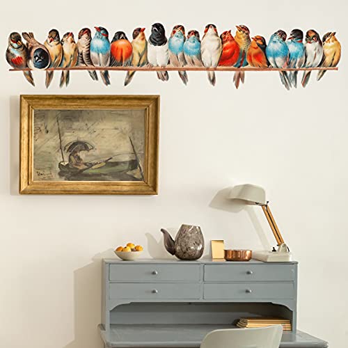 Vinilo decorativo pájaro acuarela 90x20 cm para pared miniatura 1