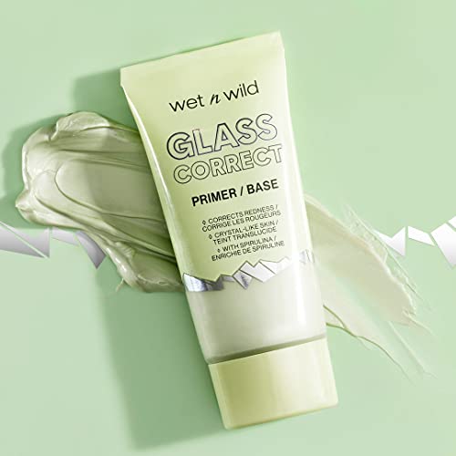 Wet N Wild Prime Focus Glass Skin Correct Primer Bright Crystal Finish, Green, 0.91 Fl Oz #TOP5