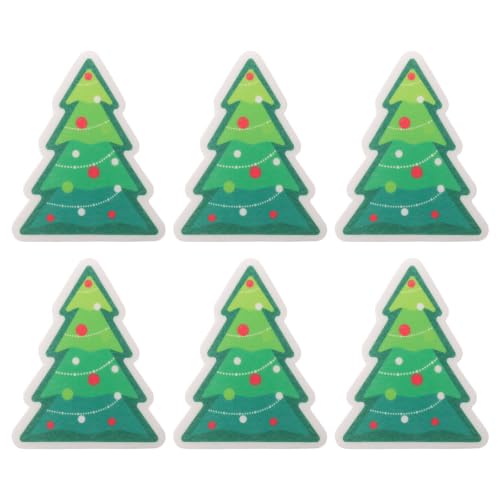 6pcs Christmas Tree Dish Scrubber Sponge Natural Wood Pulp Cotton