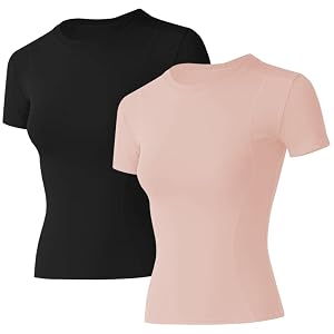 Loovoo Women Workout Shirts 1 2 3 Pack Athletic Compression Tee Dry Fit Yoga Gym Basic Tops