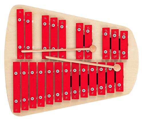 Classic Cantabile CX-23 Glockenspiel - Chromatisches Sopran-Xylophon - Resonanzkörper - 23 sauber gestimmte Töne (c' bis a#'') - Inkl. ein Paar Holz-Schlägel - Rot - Image 4