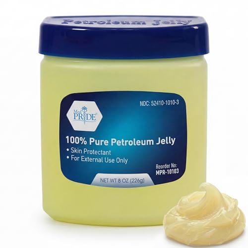 MED PRIDE 100% Pure White Petroleum Jelly – 8 oz Skin Protectant & Moisturizing Ointment for Dry Skin, Rashes, Burns, Wounds, Chapped Lips & Diaper Rash – Fragrance Free, Hypoallergenic Family Jar