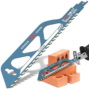 12-Inch Carbide Reciprocating Saw Blade for Brick, Concrete & Masonry - Universal Shank Sabre Saw Blade for Cement Composite Panels & Aerated Concrete, Heavy Duty Demolition Cutting (12inch)