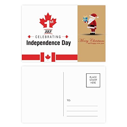 Carte postale fête du Canada lot de 20 avec motif feuille d'érable et Père Noël pour correspondances