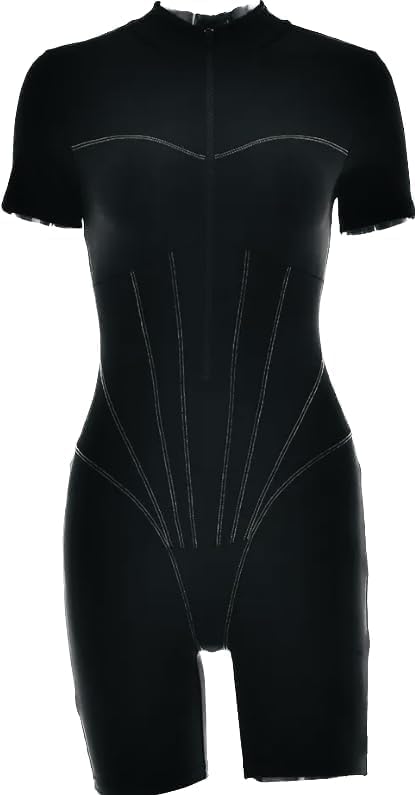 IDLEBONE レディース コルセット コンター水着、ワンピースシェイプウェア スイム、ボディスーツ 半袖ロンパース、フルカバービ