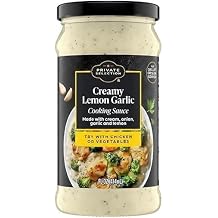 Creamy Lemon Garlic Cooking Sauce, 14 fl oz, Gourmet Cream Sauce with Real Cream, Garlic & Lemon, Ready-to-Use Skillet & Pasta Sauce for Chicken, Seafood & Vegetables