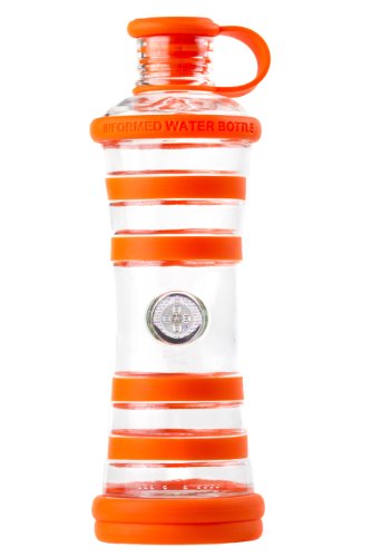 Bouteille i9 Inspiration eau vivante et informée orange - bouteille en verre - sans BPA - eau detox, jus, smoothies.... - sport, voyages, maison, bureau