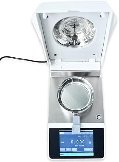 Halogen Moisture Meter Tester Analyzer 110g 0.001g With Halogen Lamp Heating Source Touch Screen HBM Sensor 20pcs Φ96mm Pan for Food Chemicals Powders Soils & Grains for Laboratory Use