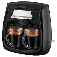 Sencor Kaffeemaschine zum Brauen von 2 Tassen Kaffee auf einmal & 2 doppelwandiges Glas, Schwarz – Ansicht 1