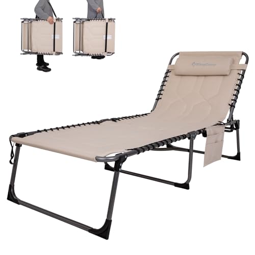 Kingcamp Xxl Tumbona Plegable Acolchada Con 5 Posiciones Soporta Hasta 150kg Diseño Ergonómico Tumbona Jardin Exterior Incluye Almohada Tumbona Playa Para Piscina Camping Jardín Interior Exterior