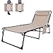 Produktbild KingCamp Übergroße Sonnenliege Klappbar 5-Fach Verstellbar Gartenliege Liegestuhl Dreibeinliege Liege Campingliege mit Kopfkissen und Seitentasche bis 150 kg für Garten Urlaub Strand Pool 200 x 68 cm