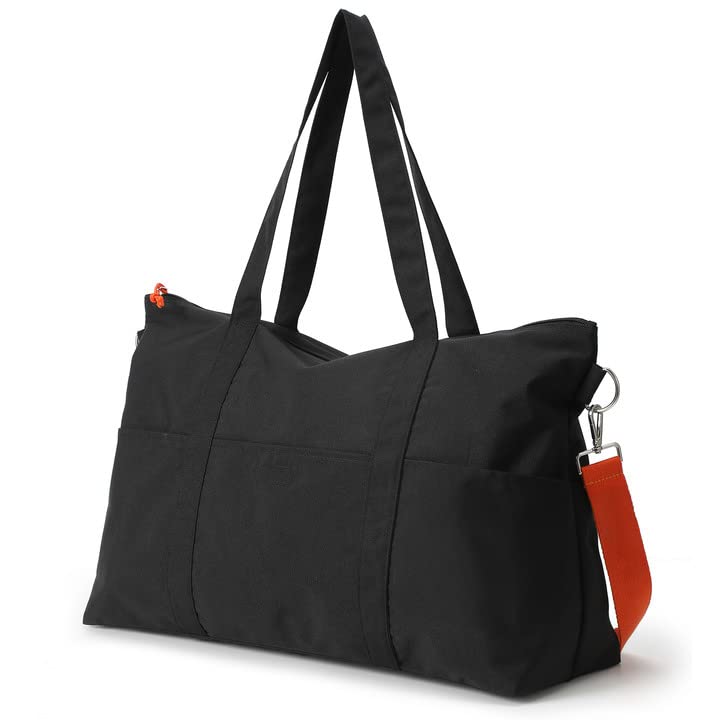 Laughhe Bolsa de Viaje para Hombres y Mujeres, Impermeable Bolsa de Lona Bolsa de Deporte, Bolsa Gimnasio Gran Capacidad Bolsa de Fin de Semana para Yoga, Natación, Gimnasio, Senderismo (Negro)