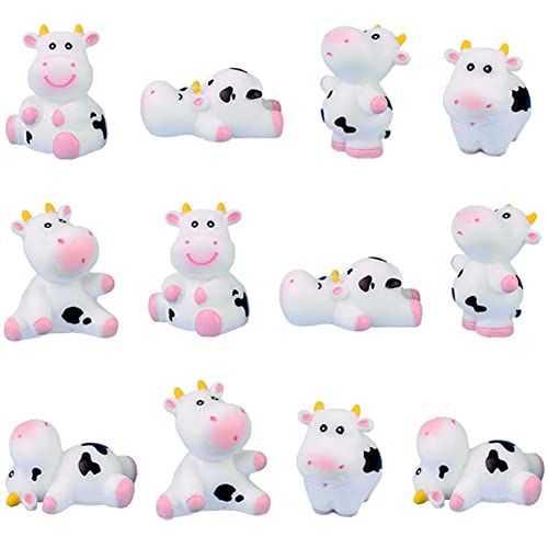 Lot de 12 mini figurines de vache miniatures pour décoration de gâteau de Noël ou d'anniversaire Cover